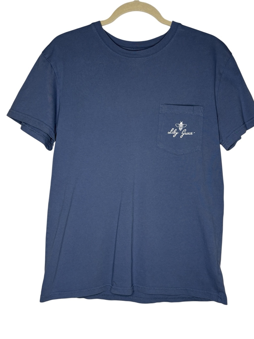 Lily Grace graphic tee t shirt "let's get this par-tea started" Medium blue